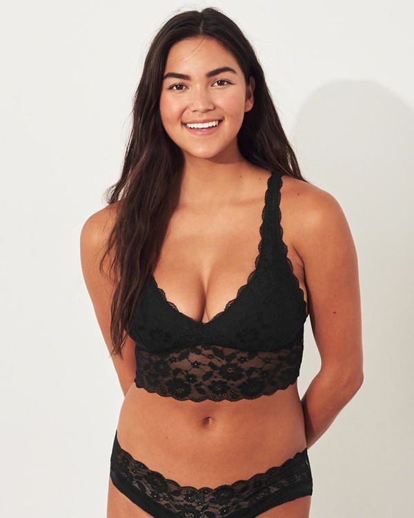 Bralette Hollister Donna Ultra Longline Trianglelette With Removable Pads Nere Italia (825QSNWV)